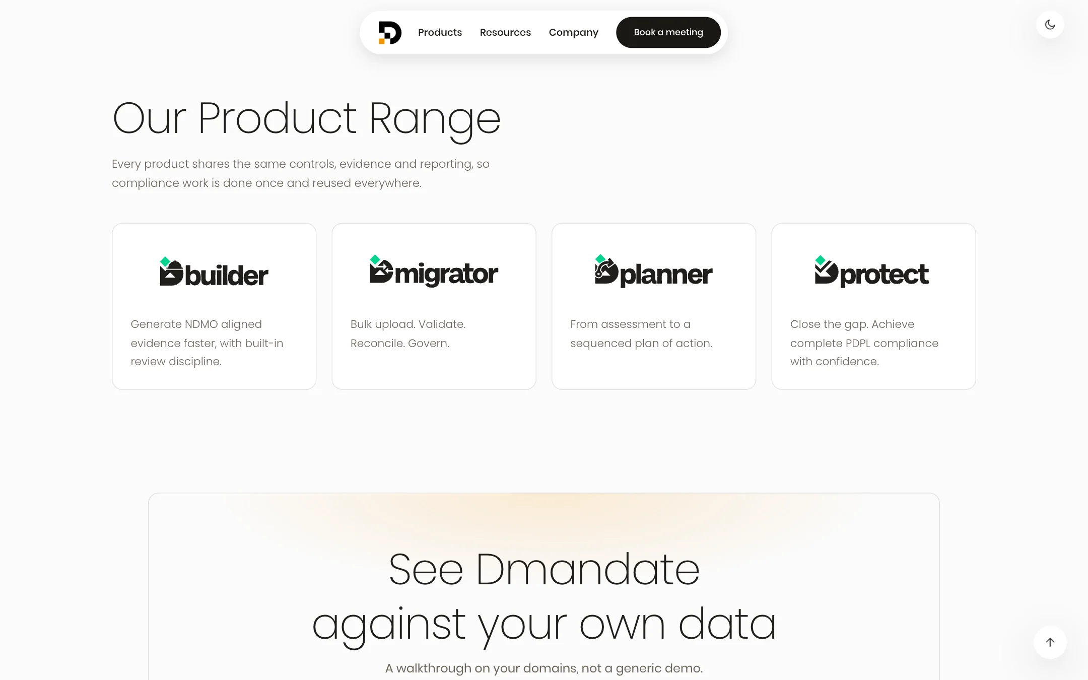 Our Product Range: cards for Dbuilder, Dmigrator, Dplanner and Dprotect