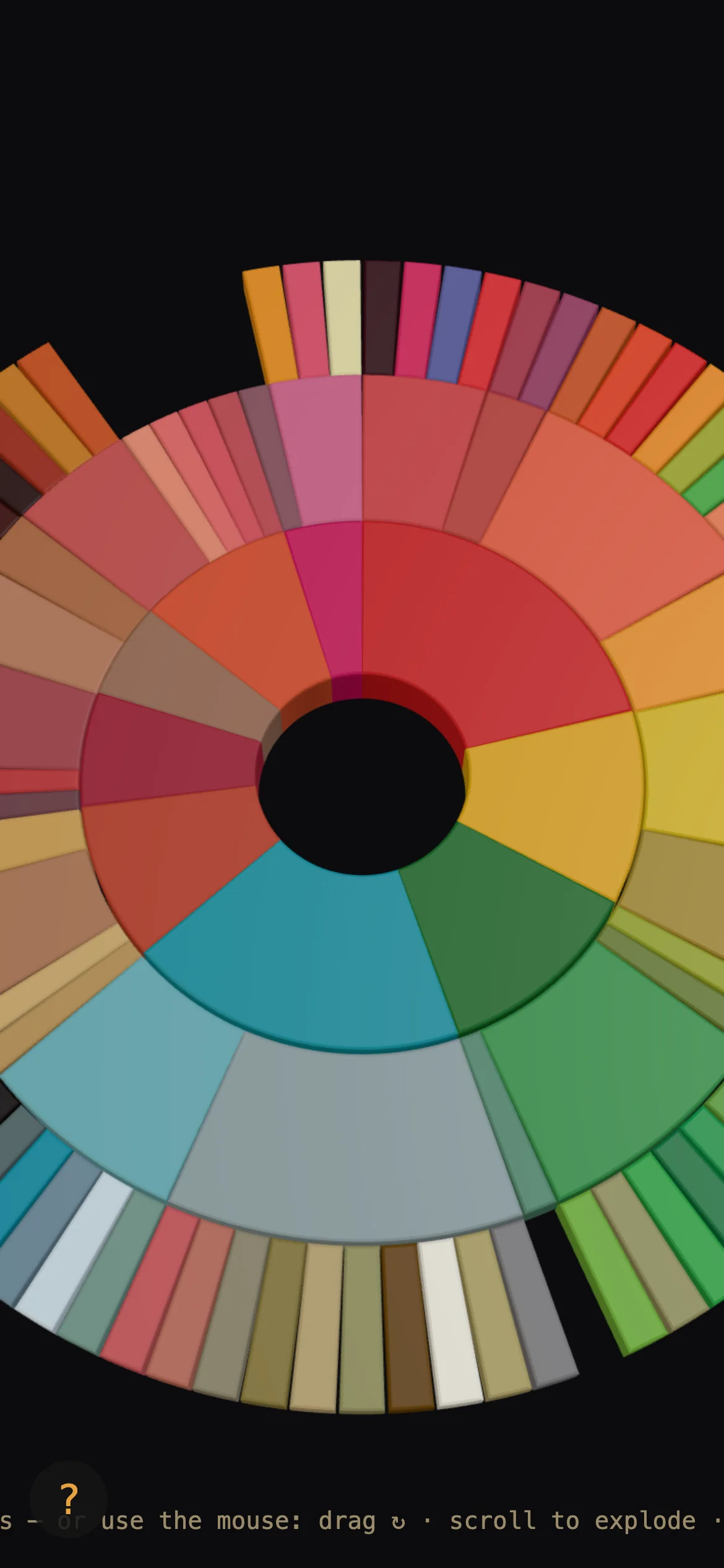 The flavour wheel on a phone, filling the width of the screen