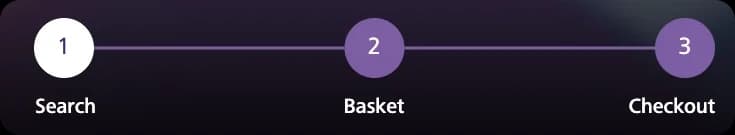 The booking trail: 1 Search, 2 Basket, 3 Checkout