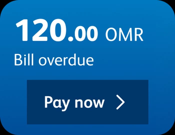 HBB card: 120.00 OMR bill overdue, Pay now